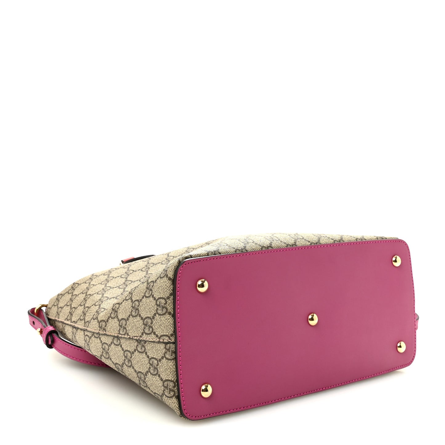 GG Supreme Monogram Linea A Foldover Tote Beige Hibiscus Red New Rosette