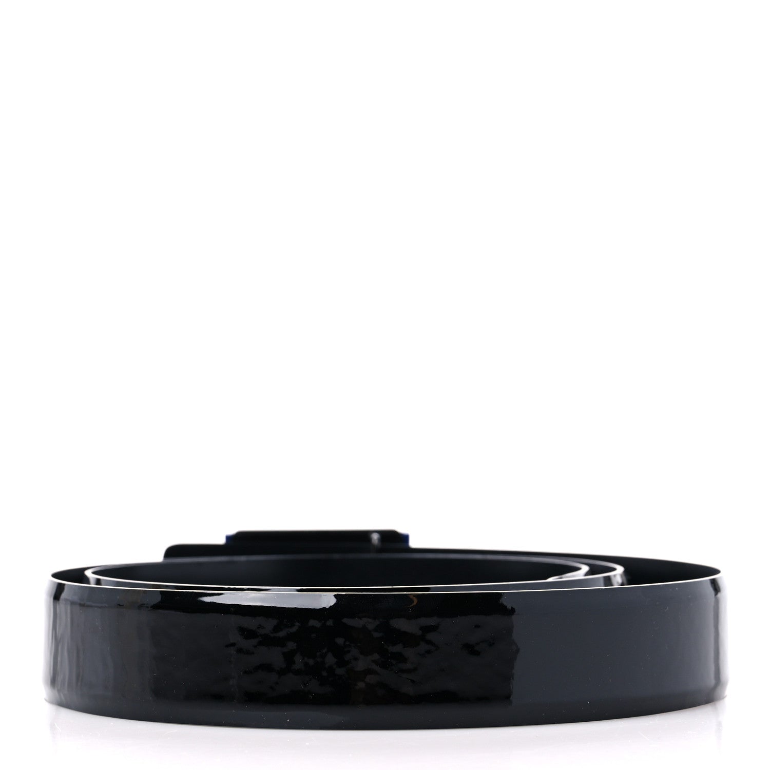 Chanel Patent Plexiglass CC Boy Belt 100 40 Black Blue 2 of 6