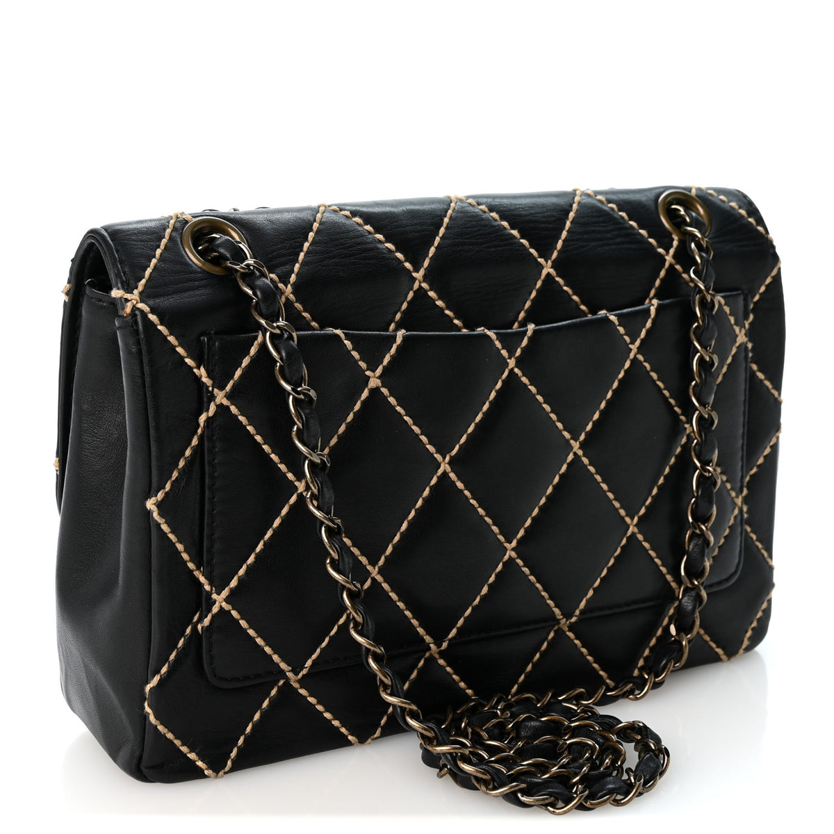 Chanel Calfskin Wild Stitch Jumbo Flap Black 3 of 12