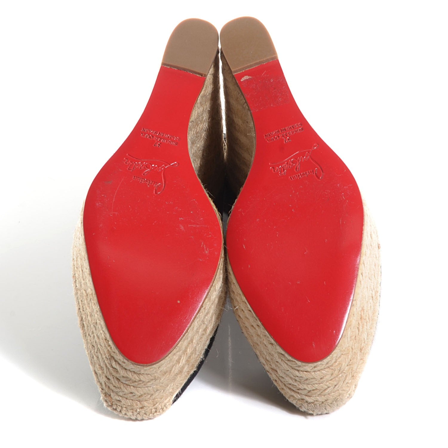 Christian Louboutin Canvas Formentera Platform Espadrille Wedges 37 Black 4 of 5