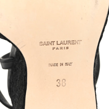 Saint Laurent Calfskin Cassandra Espadrille 105 Wedges 38 Black 7 of 9