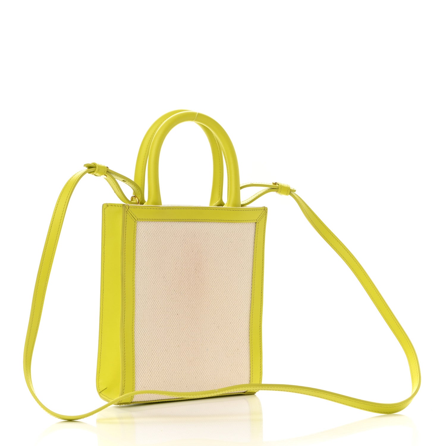 Celine Canvas Calfskin Mini Vertical Cabas Neon Yellow 3 of 9