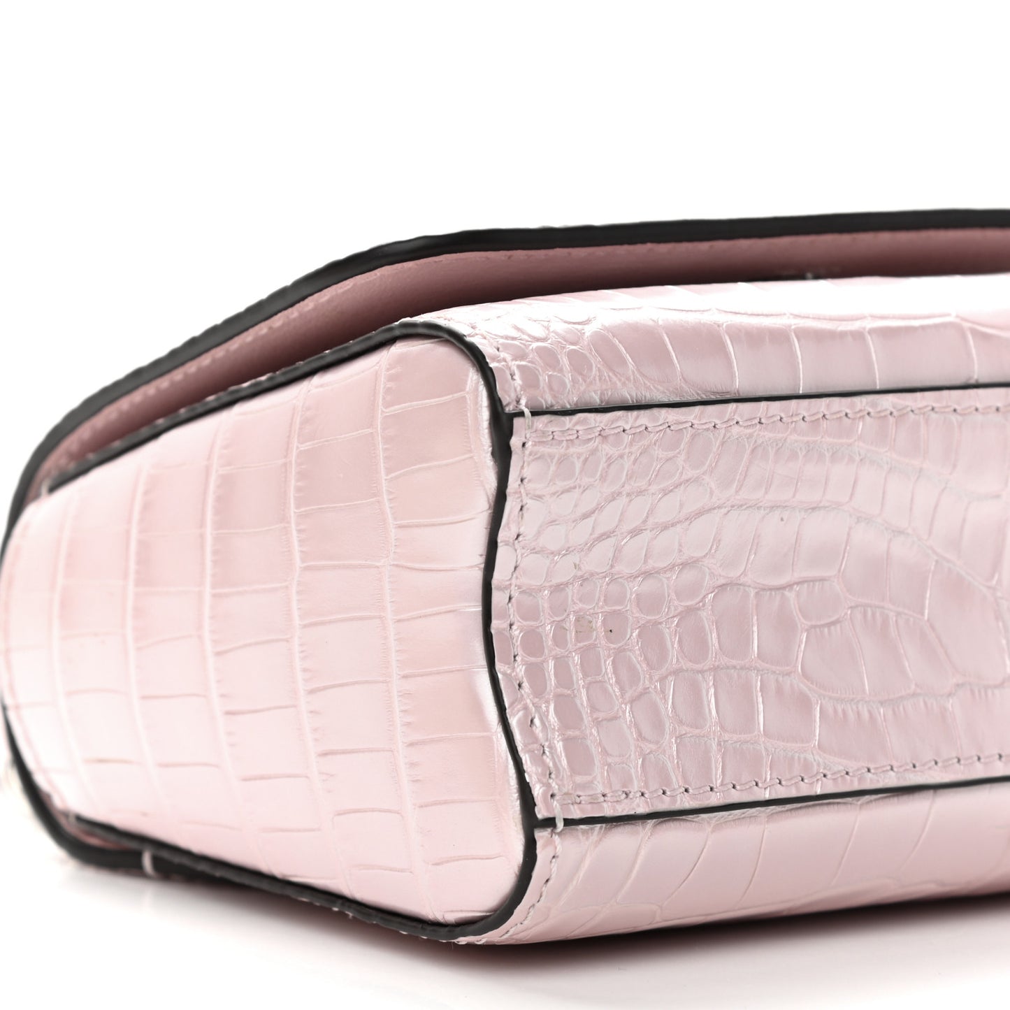 Alligator Mini Twist Shoulder Bag Rose Nacre Pink