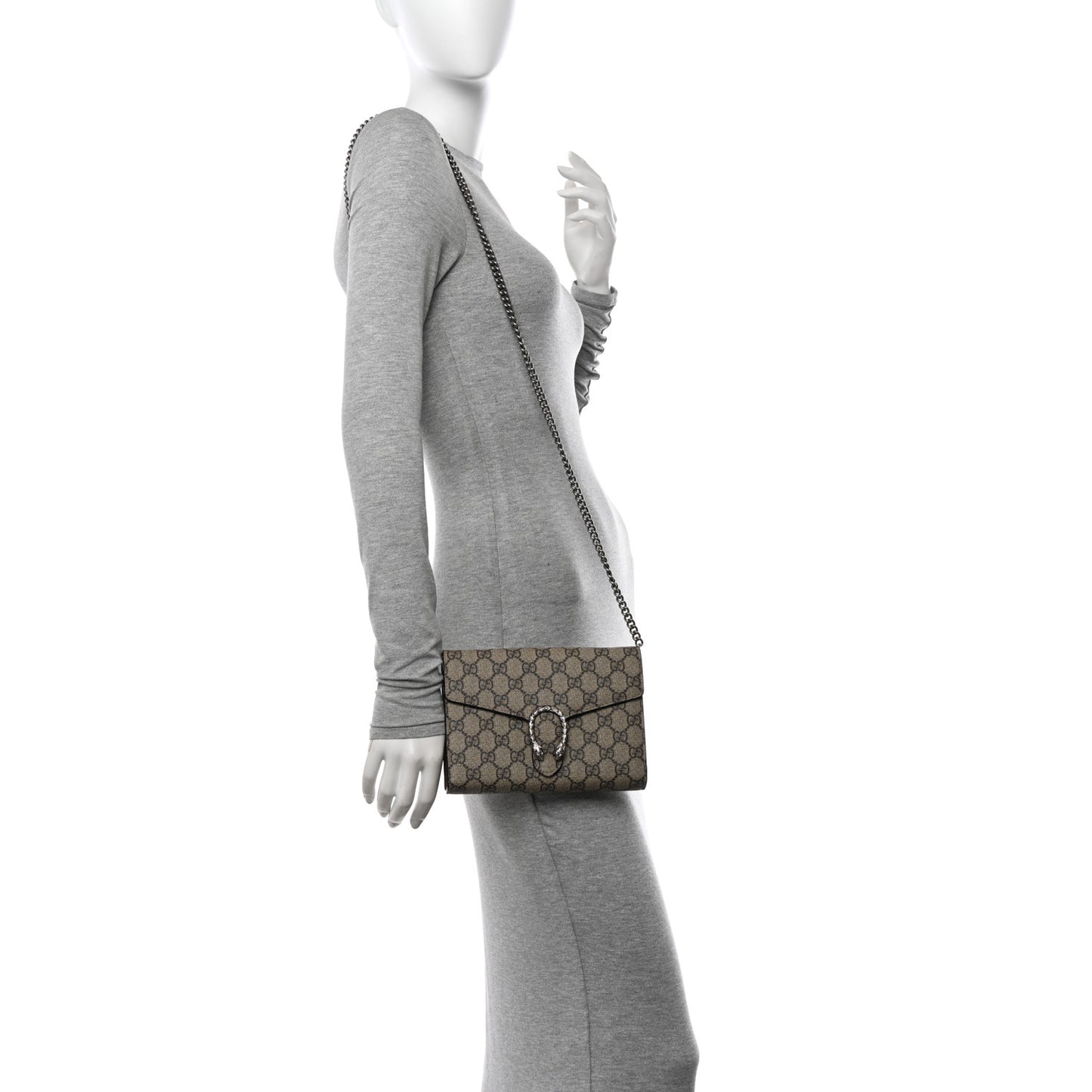 GG Supreme Monogram Mini Dionysus Chain Wallet Beige Taupe