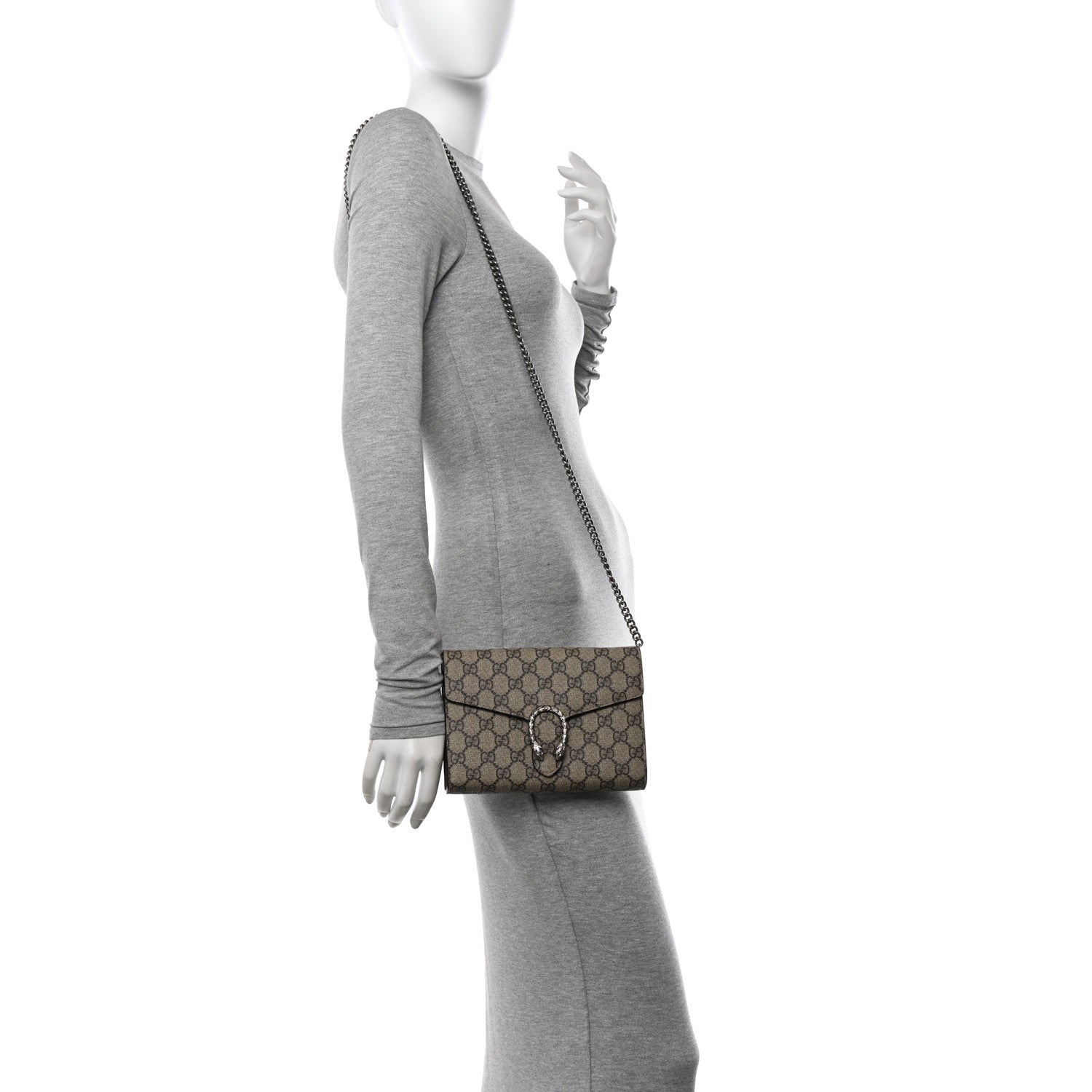 Gucci GG Supreme Monogram Mini Dionysus Chain Wallet Beige Taupe 3 of 10