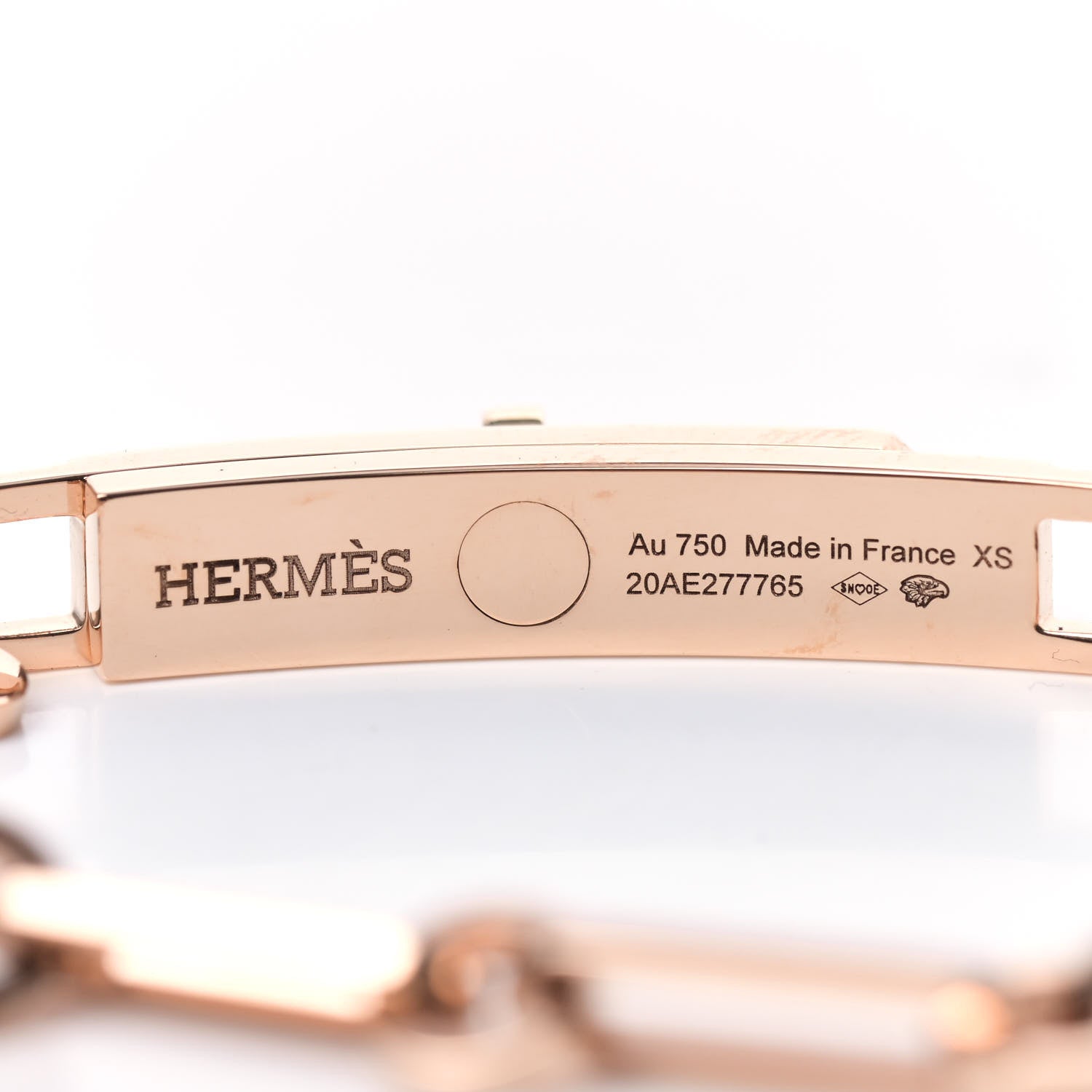 Hermes 18K Rose Gold Diamond Pave PM Kelly Chaine Bracelet XS 4 of 5