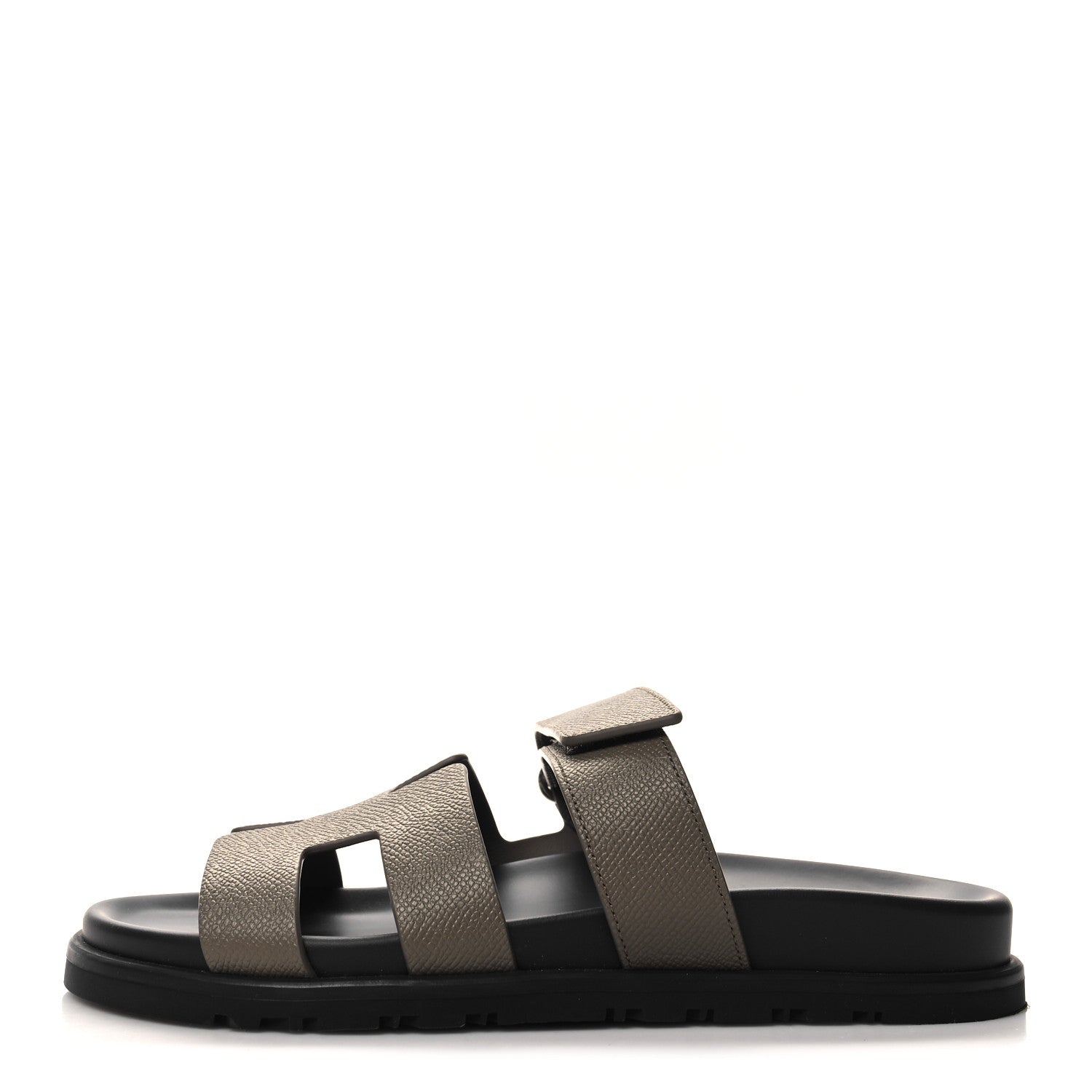 Hermes Epsom Womens Chypre Sandals 37.5 Etoupe 1 of 8