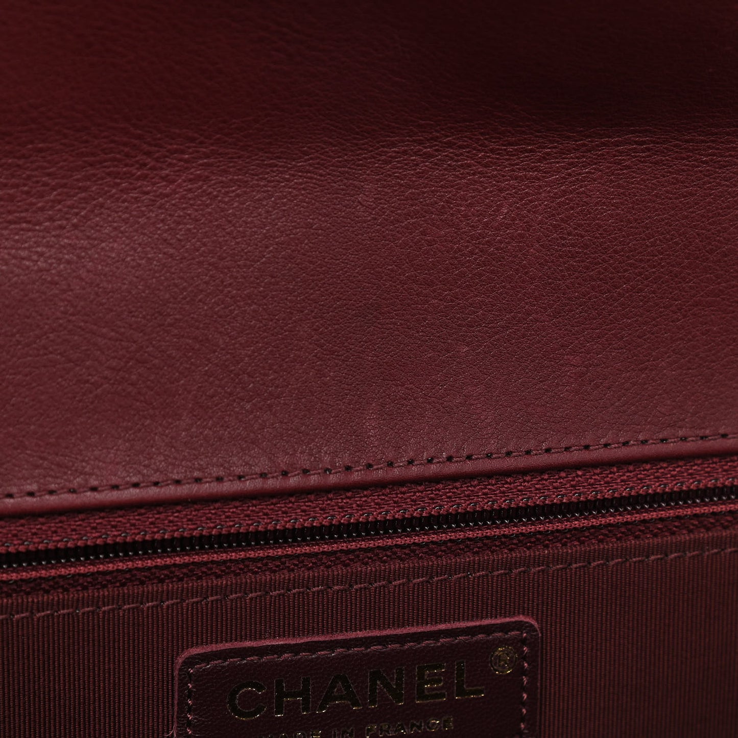 Calfskin Quilted Large Flap Bag Burgundy