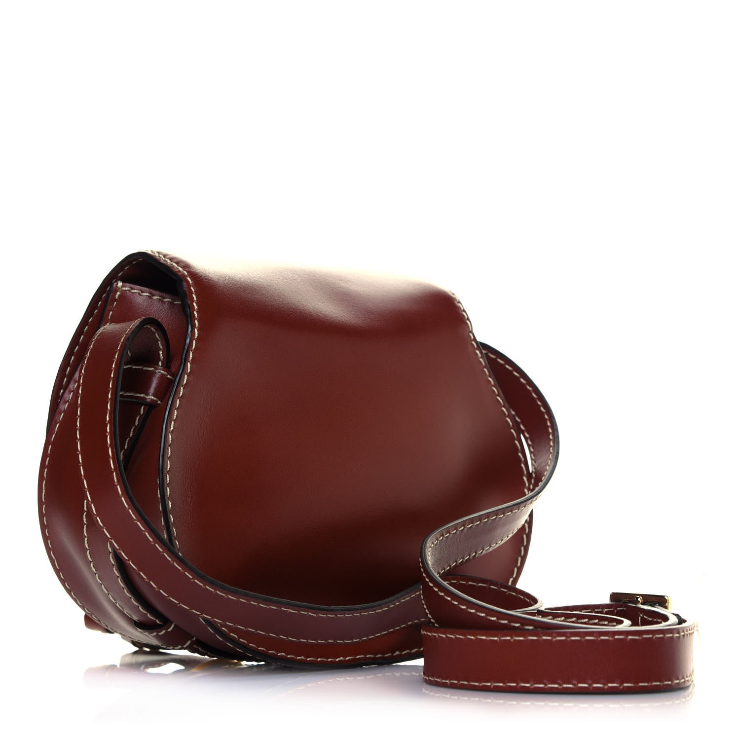 Chloe Shiny Calfskin Mini Marcie Round Crossbody Bag Sepia 2 of 4