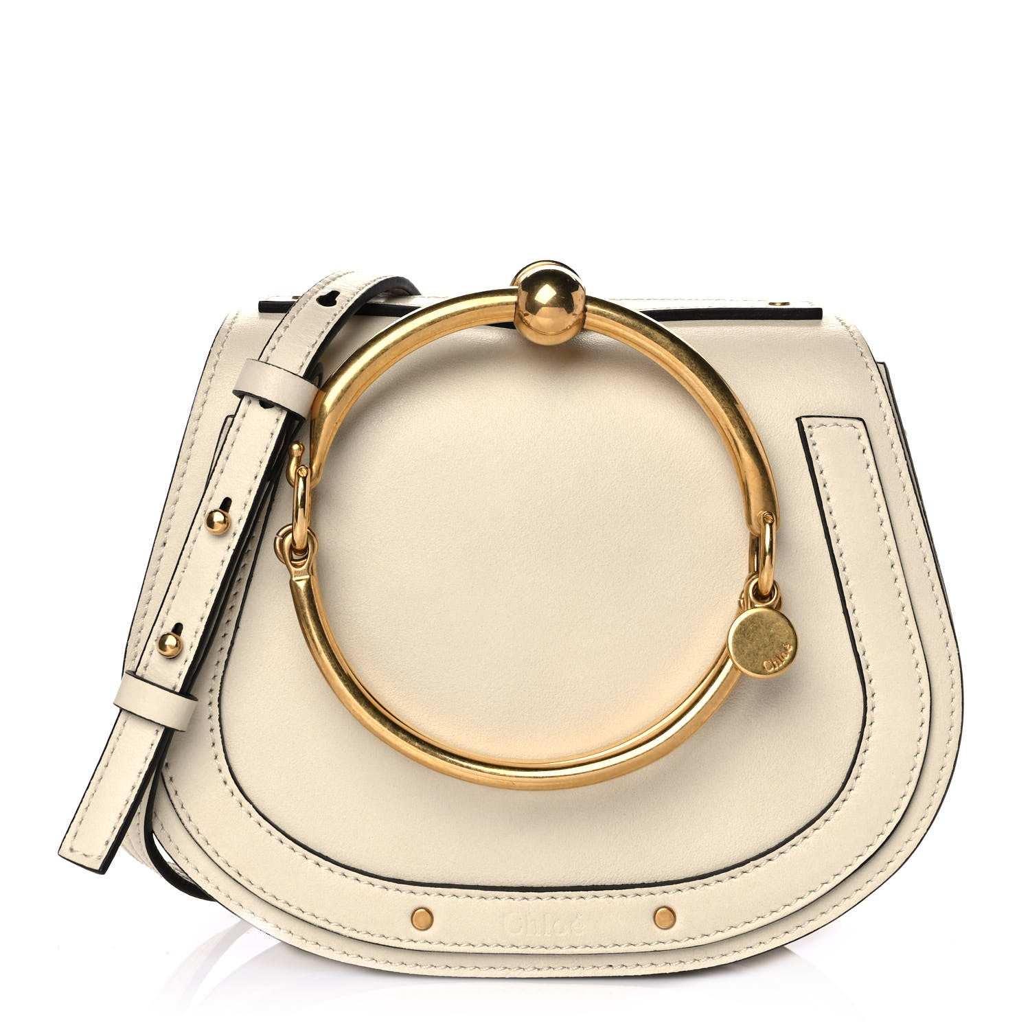 Chloe Calfskin Suede Small Nile Bracelet Bag Off White 1 of 11