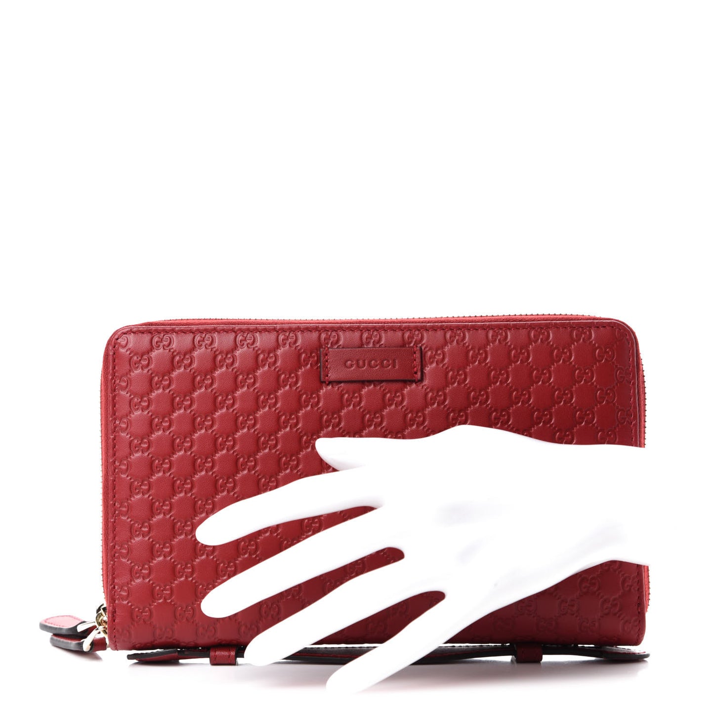 Microguccissima Zip Around Top Handle Travel Wallet Red