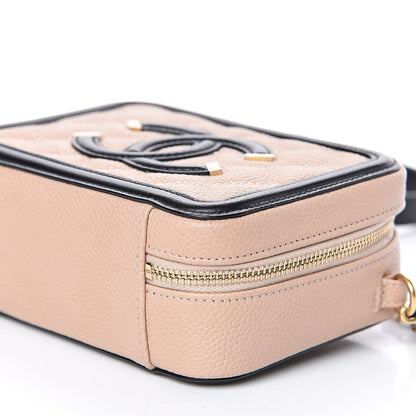 Chanel Caviar Quilted CC Filigree Vanity Clutch With Chain Beige Black 9 of 10