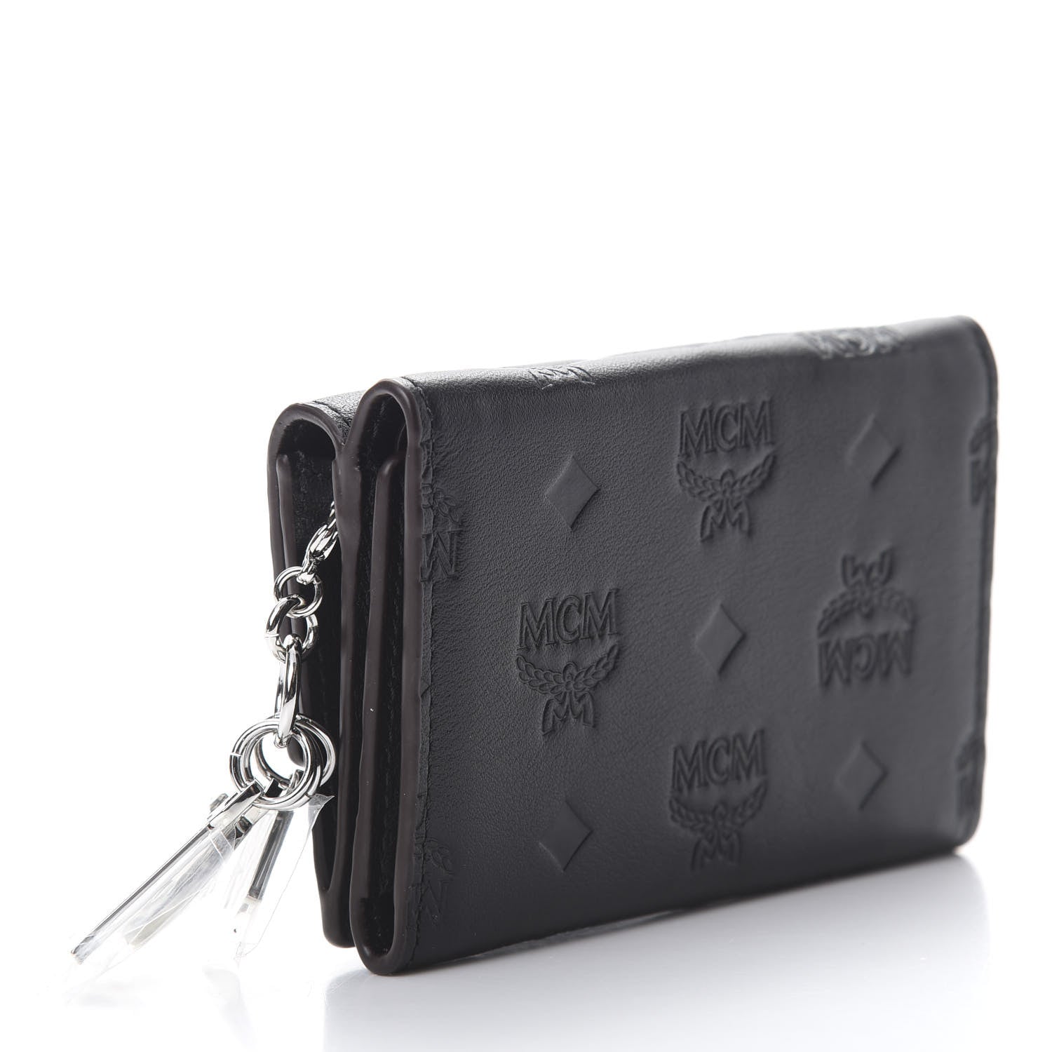 MCM Calfskin Ottomar Monogram Tri-Fold Wallet Black 3 of 8