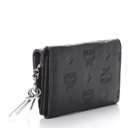 MCM Calfskin Ottomar Monogram Tri-Fold Wallet Black 3 of 8