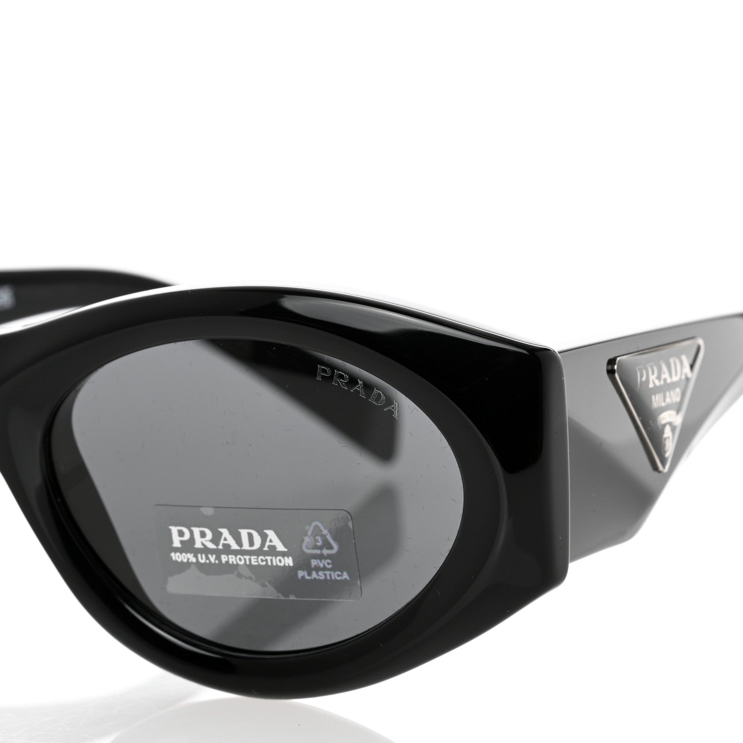 Prada Acetate Oval Symbole Sunglasses SPR 20Z Black 7 of 8