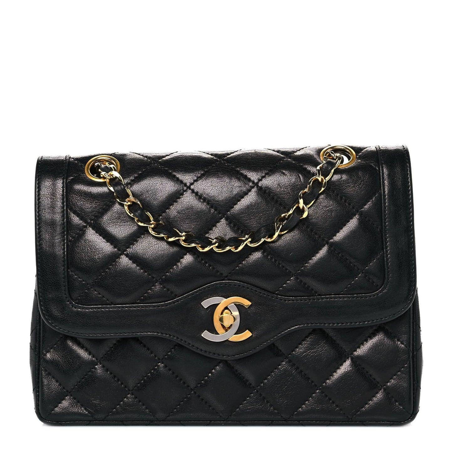 Lambskin Quilted Small Single Flap Black
