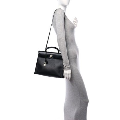 Hermes Toile H Berline Vache Hunter Herbag Zip PM 31 Black Ecru 2 of 11