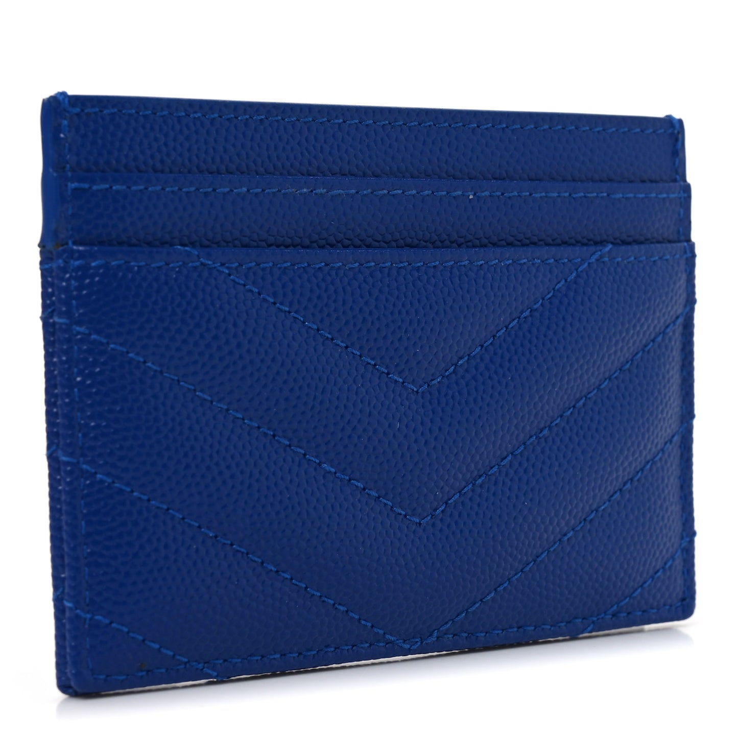 Grain De Poudre Matelasse Chevron Monogram Credit Card Case Blue Gitano