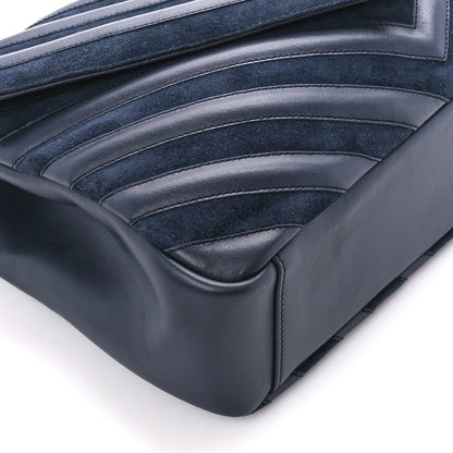Saint Laurent Calfskin Suede Matelasse Chevron Monogram Large College Bag Graphite 11 of 13