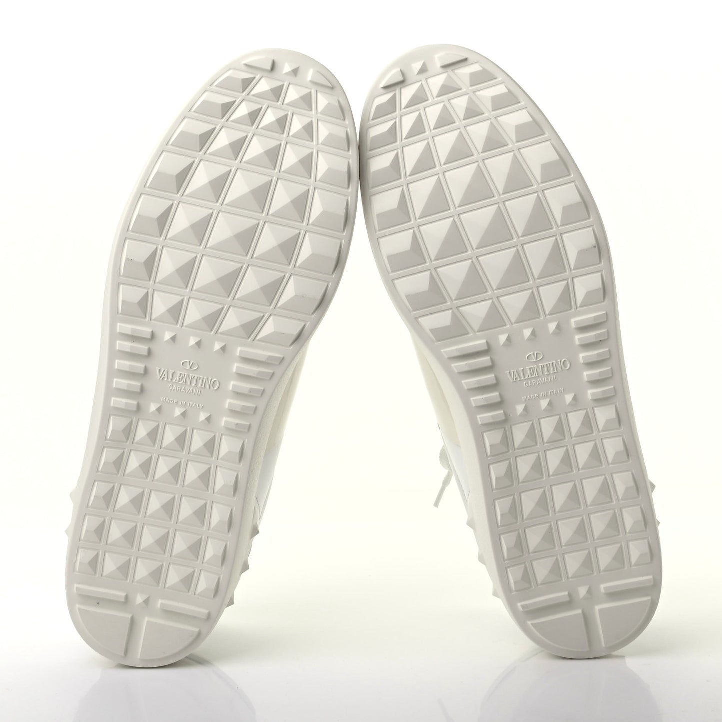 Calfskin Patent Mens Rockstud Open Sneakers 43 Bianco