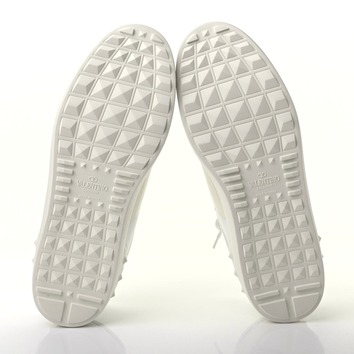 Valentino Garavani Calfskin Patent Mens Rockstud Open Sneakers 43 Bianco 5 of 9