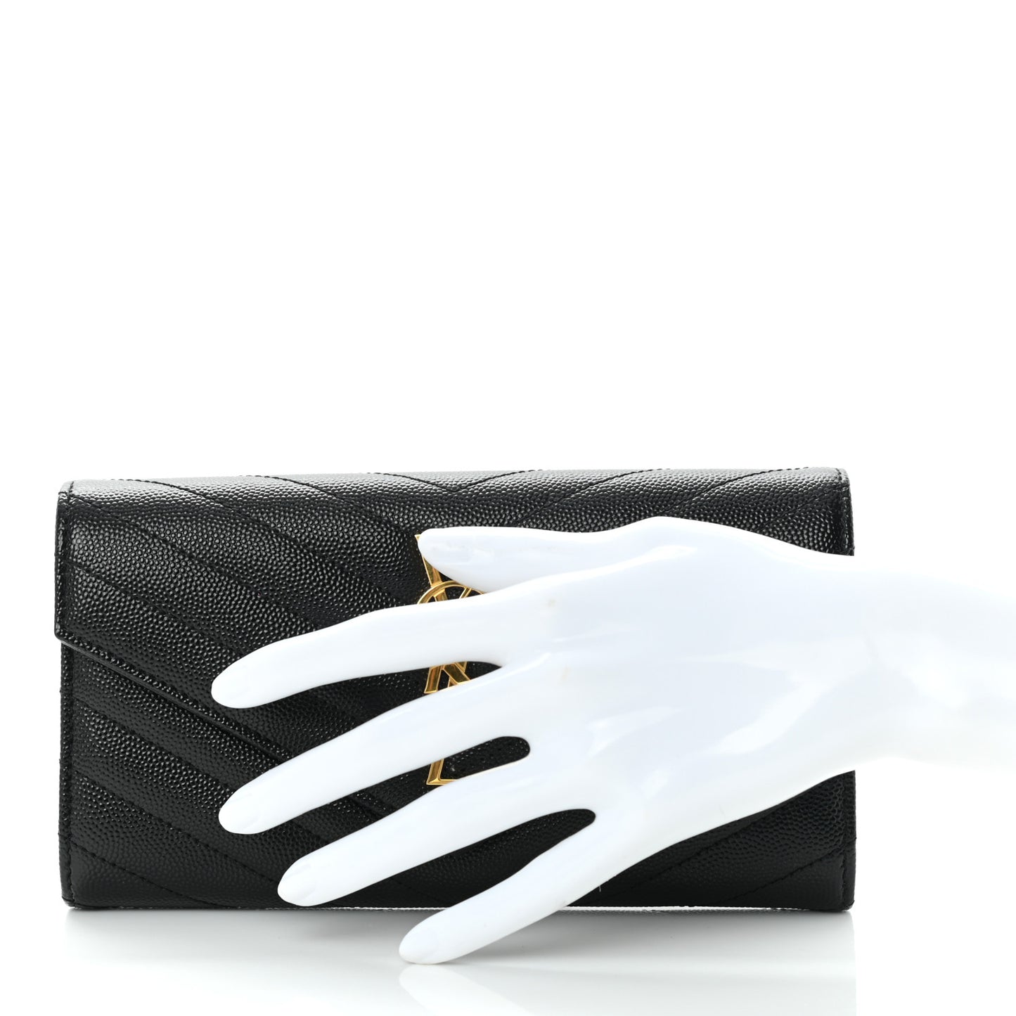 Grain De Poudre Matelasse Chevron Monogram Flap Wallet Black