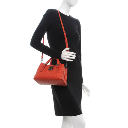 Bottega Veneta Calfskin Leggero Intrecciato Baby Roma Tote Terracota 2 of 7