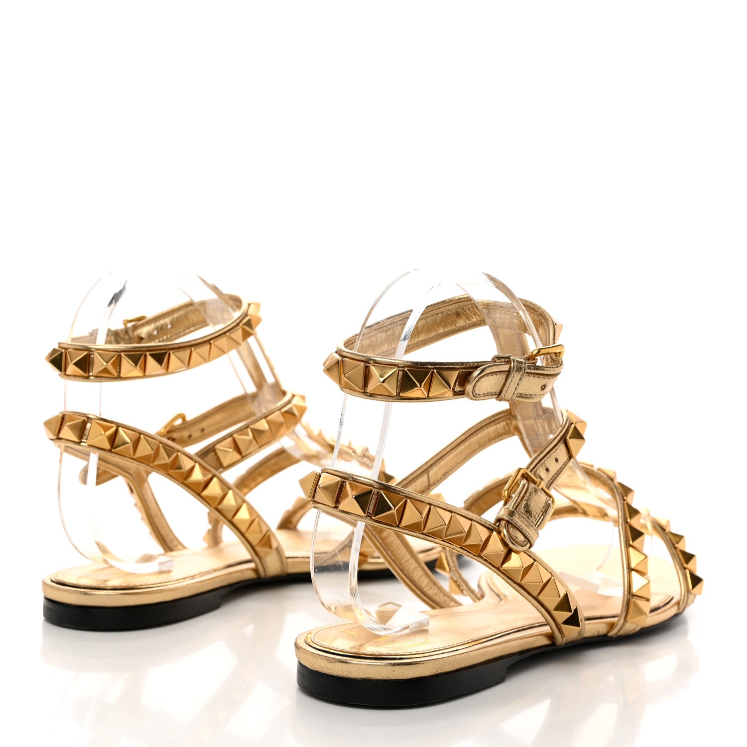 Valentino Garavani Metallic Calfskin Rockstud No Limit Sandals 40.5 Gold 4 of 8