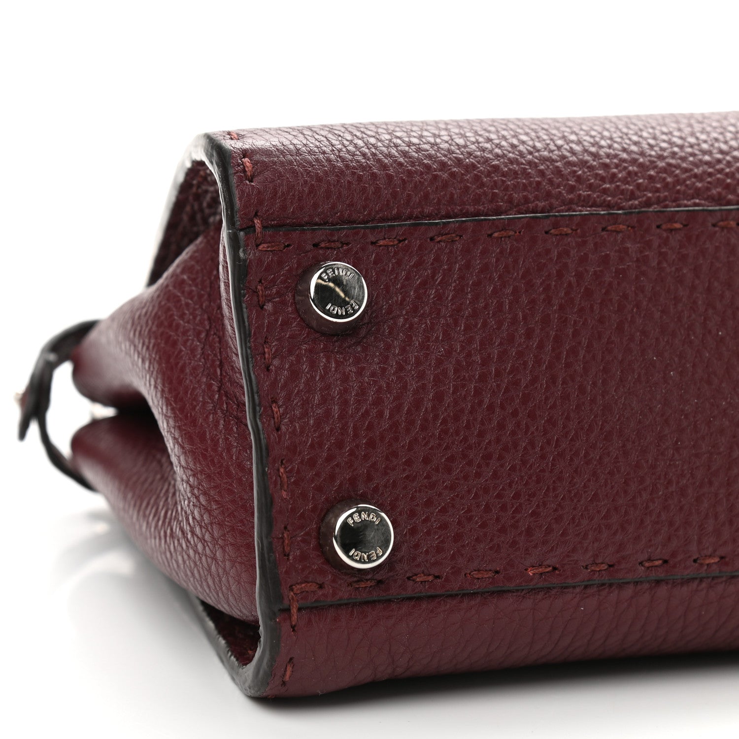 Fendi Cuoio Romano Selleria Bi-Color Mini Peekaboo Iconic Satchel Bordeaux Grigio Polvere 9 of 9