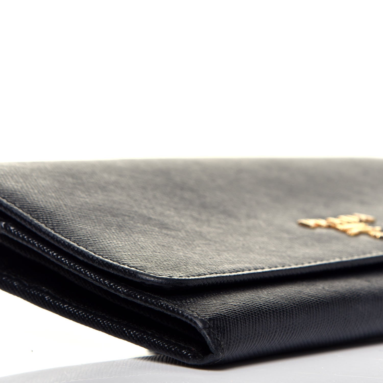 Prada Saffiano Metal Oro Chain Wallet Black 8 of 9