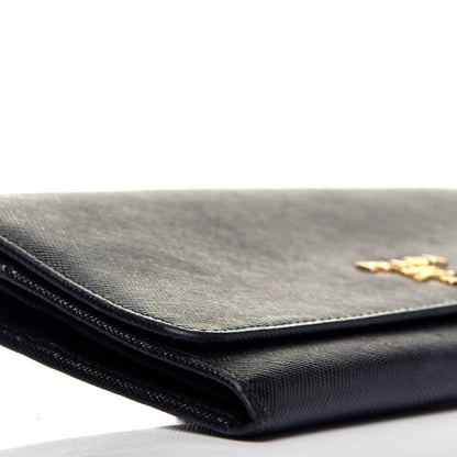 Prada Saffiano Metal Oro Chain Wallet Black 8 of 9