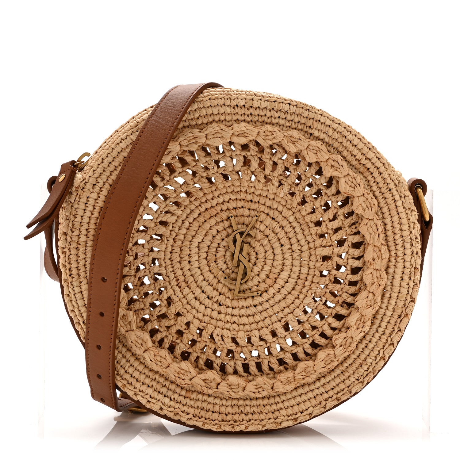 Saint Laurent Raffia Sac Round Naturel 1 of 9