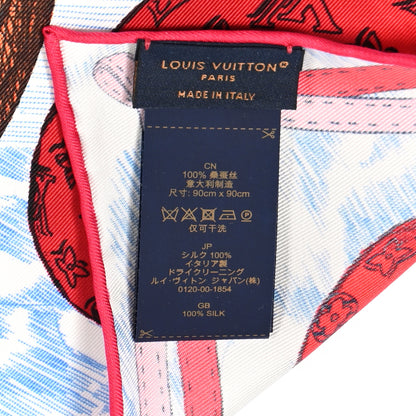 Louis Vuitton Silk Up and Away Square 90 Scarf Blue 3 of 7
