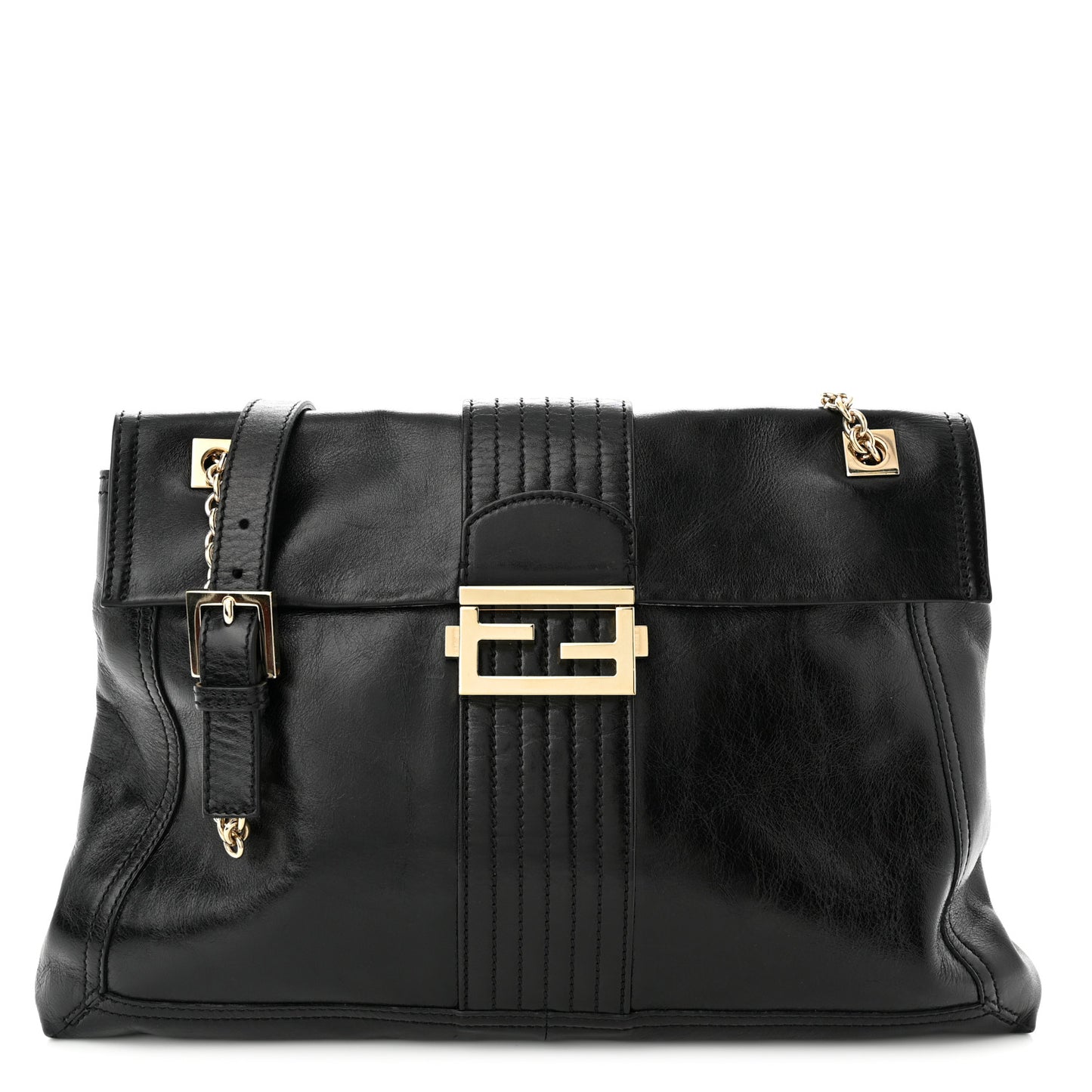 Vitello Acqua Maxi Baguette Shoulder Bag Black