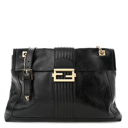 Fendi Vitello Acqua Maxi Baguette Shoulder Bag Black 1 of 10