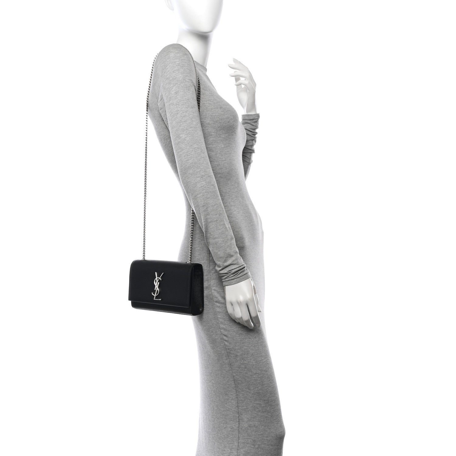 Saint Laurent Grain De Poudre Small Monogram Kate Satchel Black 2 of 10