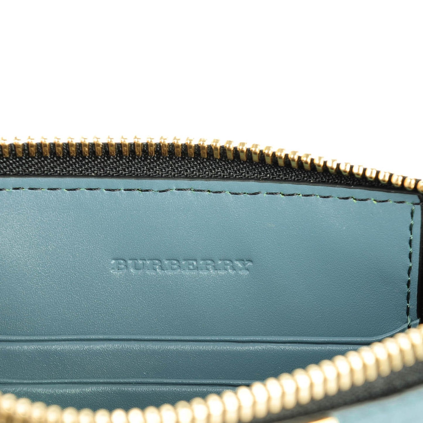 Signature Grain Calfskin Check Embossed Peyton Crossbody Clutch Bag Celadon Blue