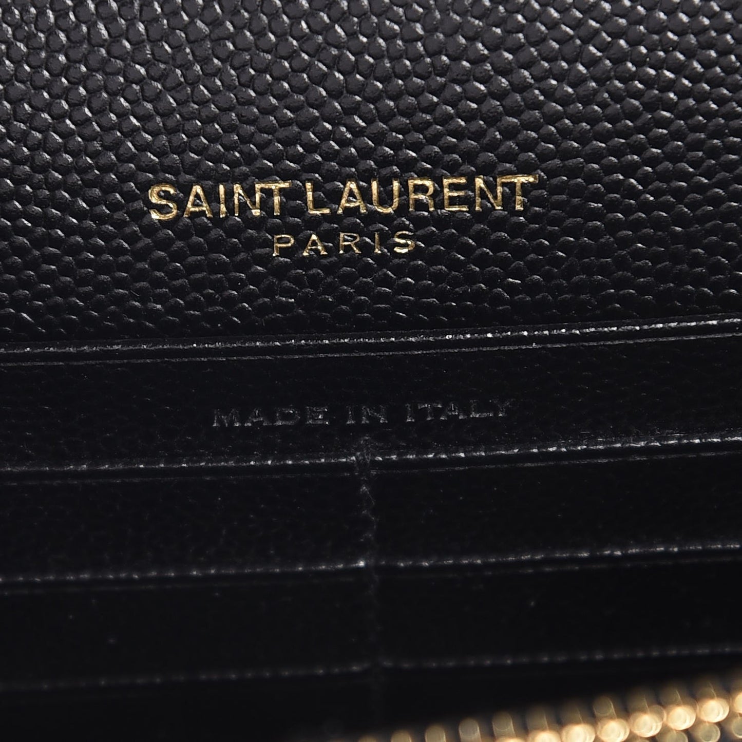 Grain De Poudre Matelasse Chevron Monogram Envelope Chain Wallet Black