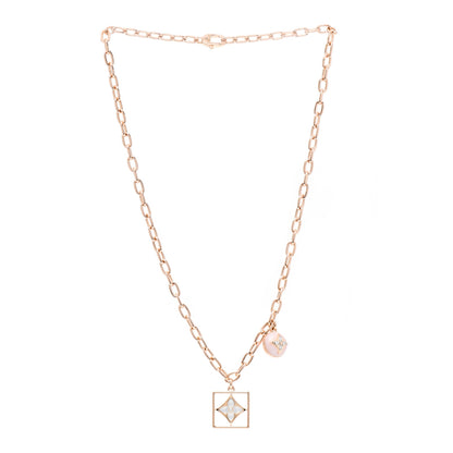 Louis Vuitton 18K Pink White Gold Diamond Pink Opal Mother of Pearl B Blossom Necklace 3 of 4