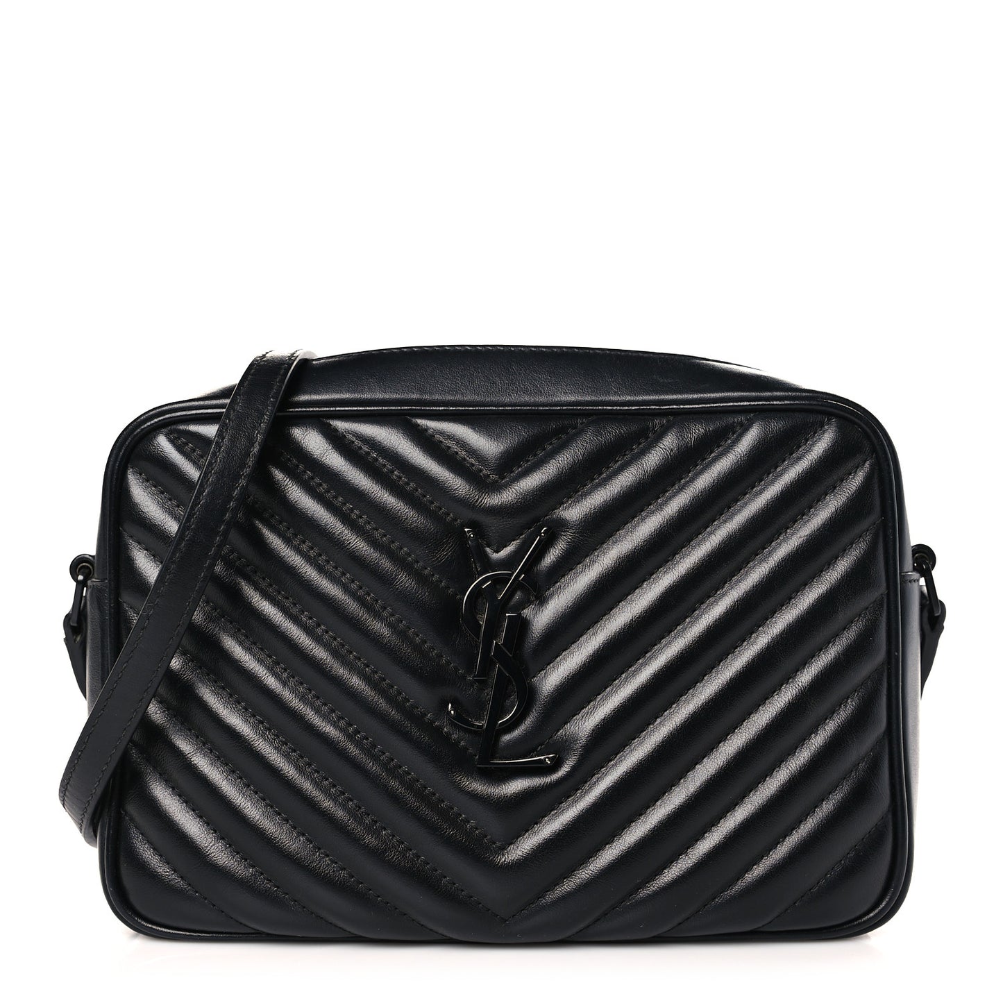 Calfskin Matelasse Monogram Monochrome Lou Camera Bag Black