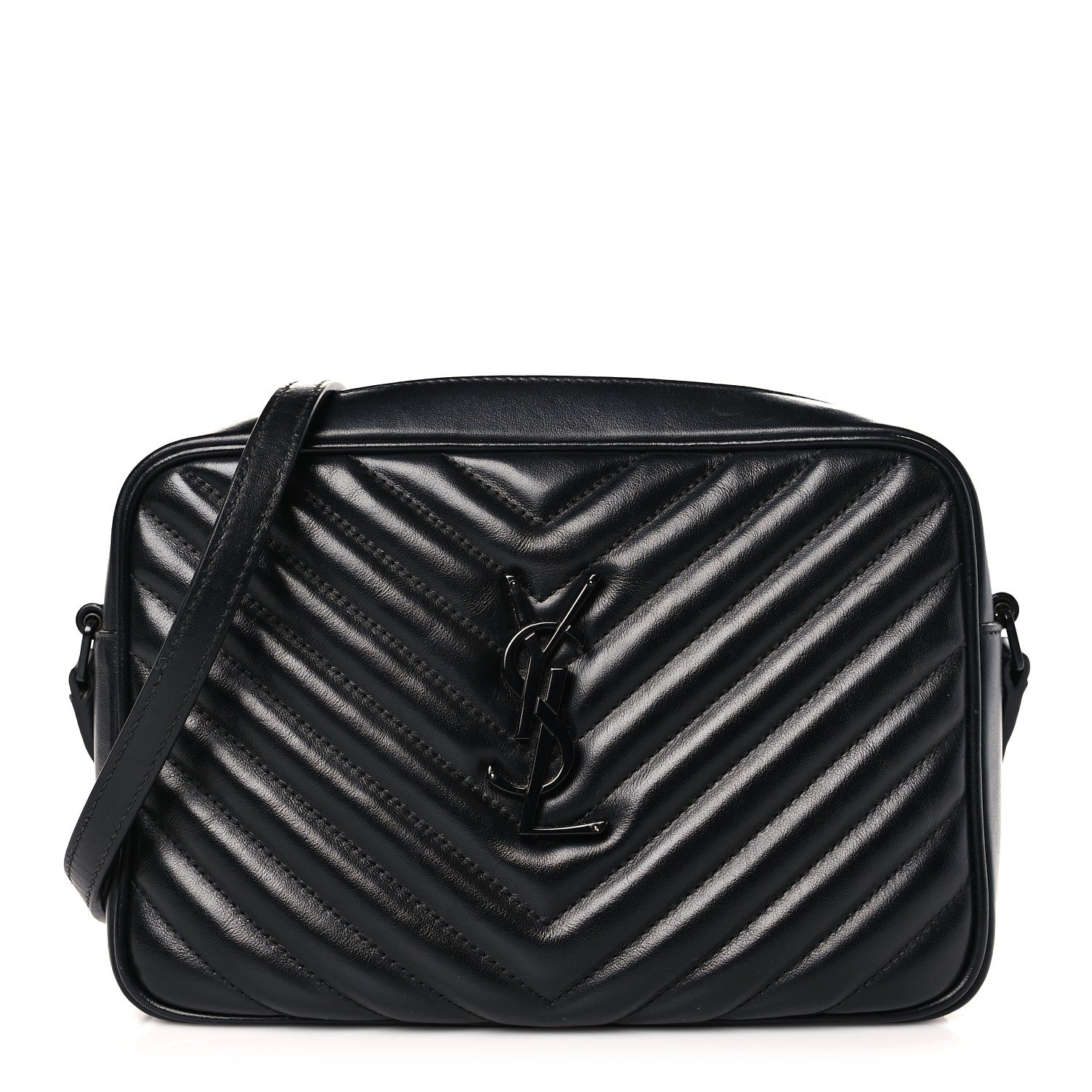 Saint Laurent Calfskin Matelasse Monogram Monochrome Lou Camera Bag Black 1 of 9