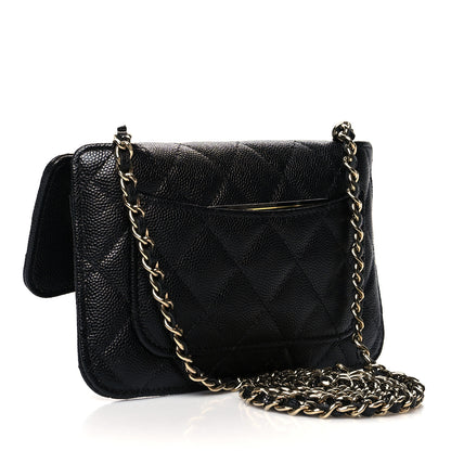 Chanel Caviar Fabric Quilted Foldable Tote With Chain Black Multicolor 10 of 16