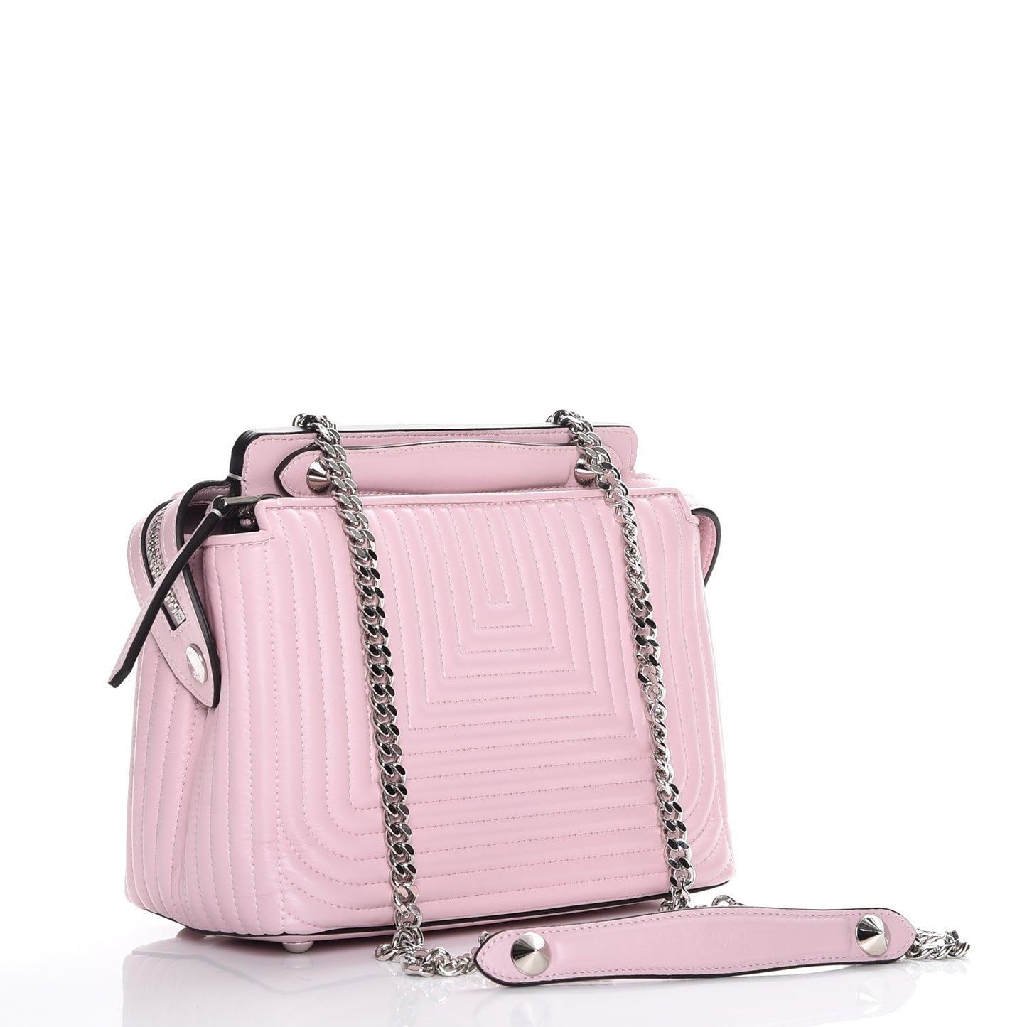 Shiny Nappa Trapuntata Small DotCom Click Chain Satchel Peonia