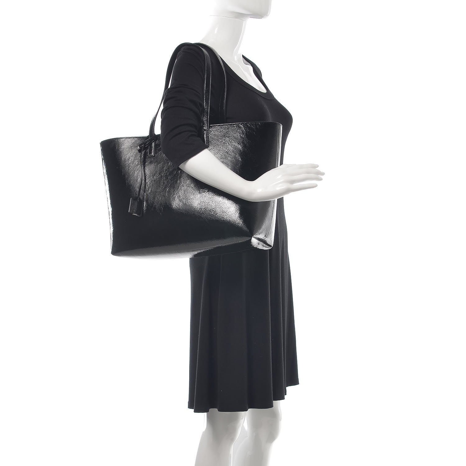 Saint Laurent Patent Calfskin Large Shopping Tote Black 2 of 7