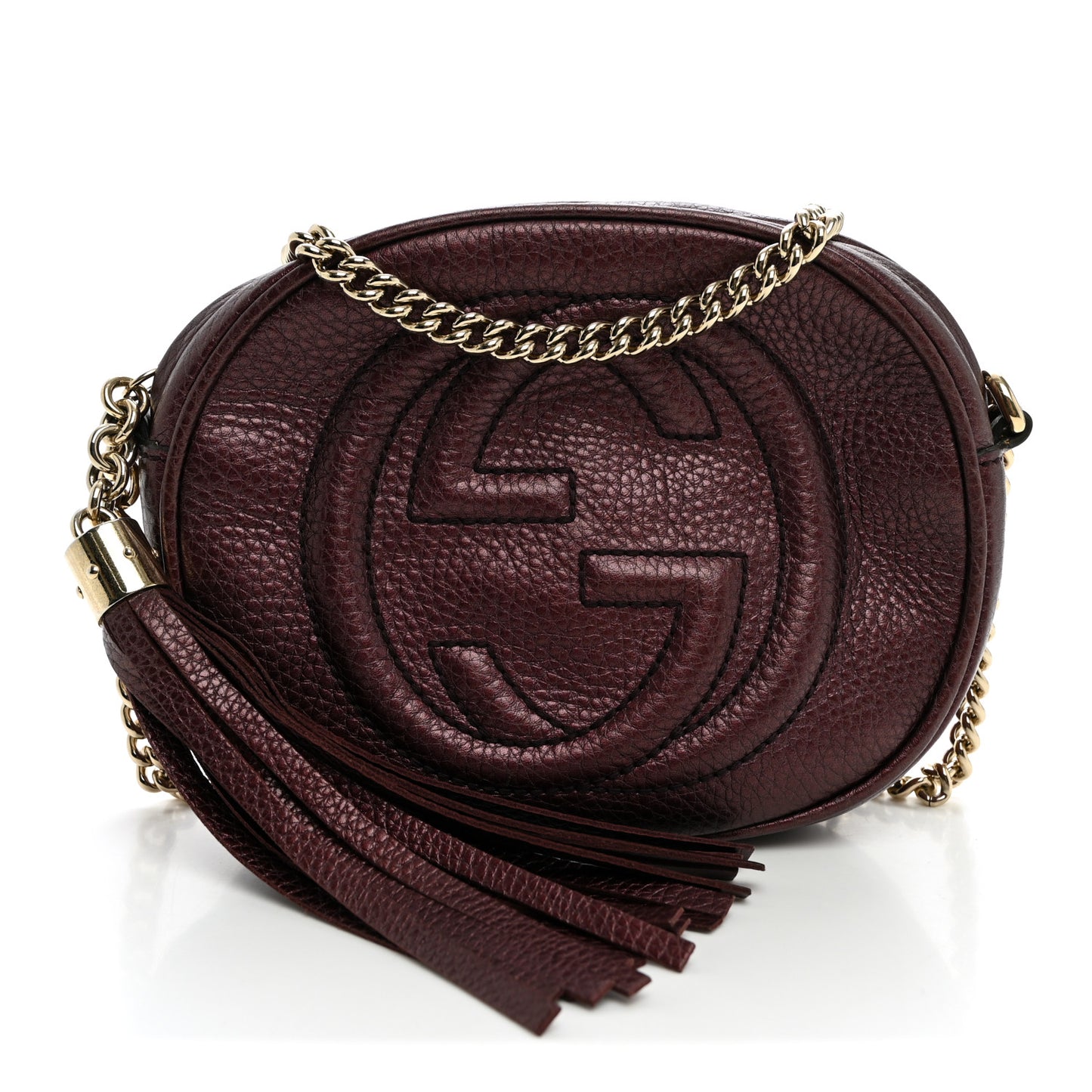 Metallic Pebbled Calfskin Mini Soho Chain Bag Purple