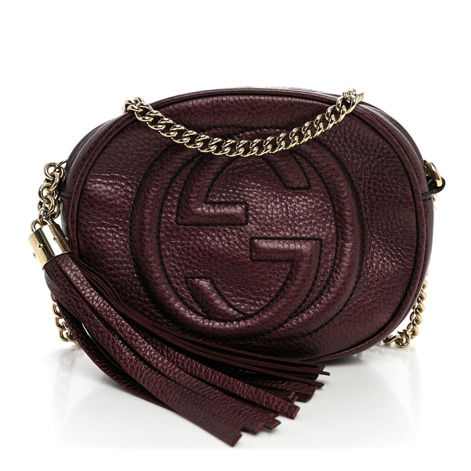Gucci Metallic Pebbled Calfskin Mini Soho Chain Bag Purple 1 of 10