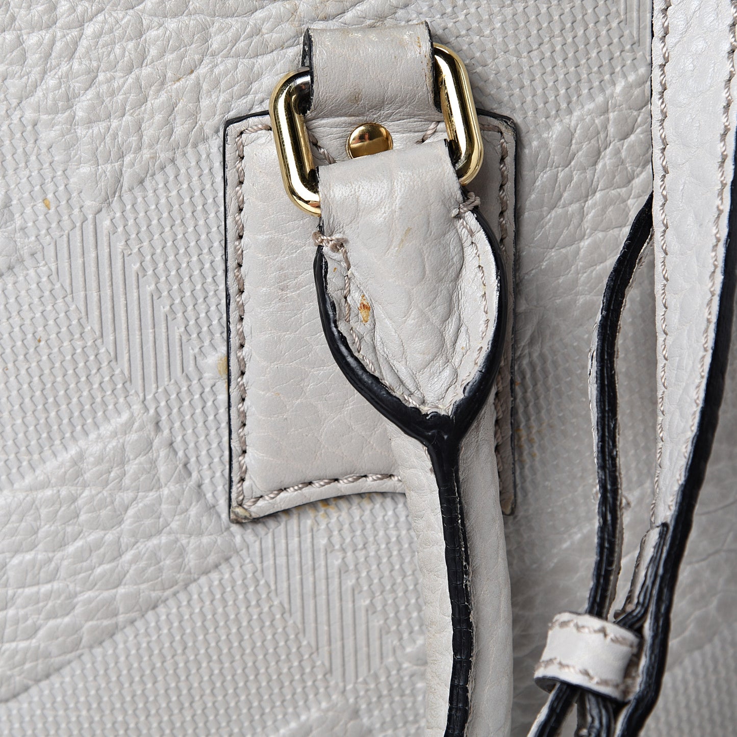 Heritage Grain Check Embossed Small Orchard Bowling Bag Pale Grey