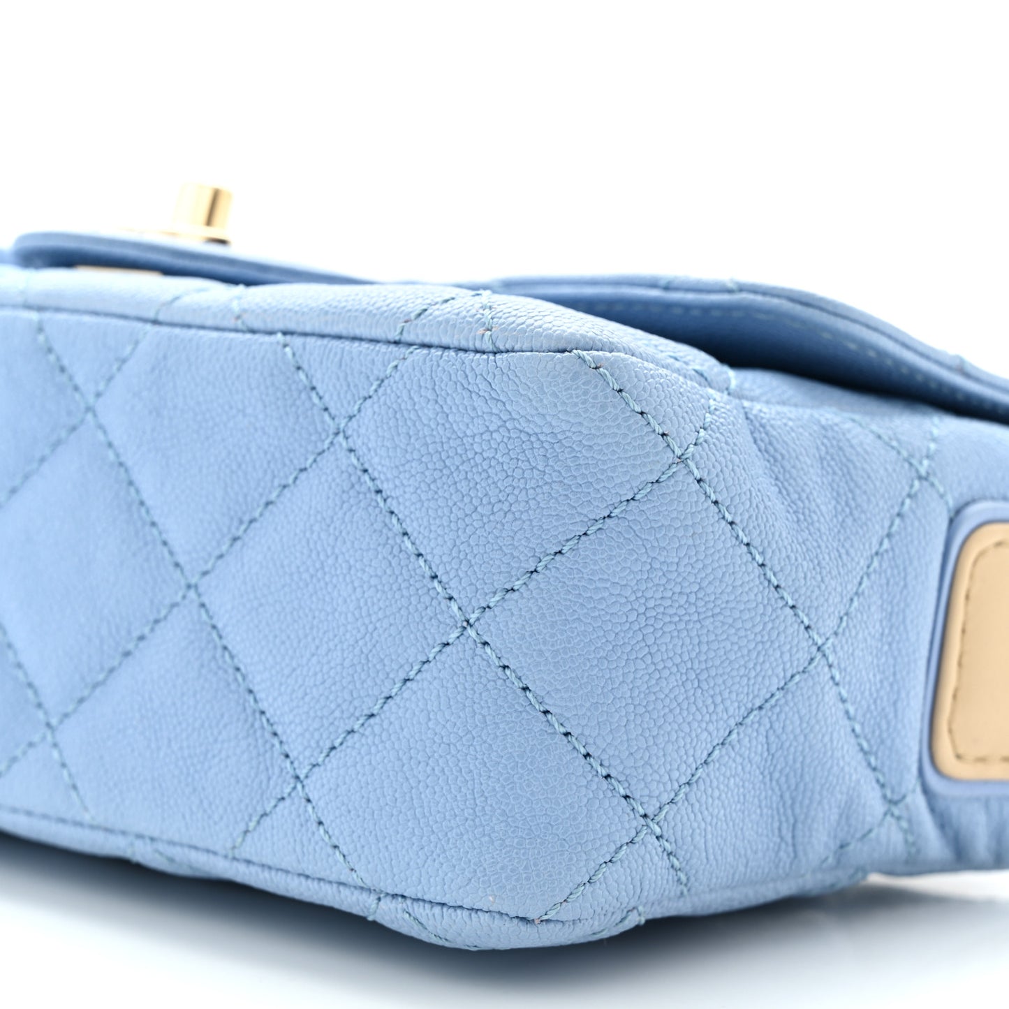 Caviar Quilted Mini Flap With Thick Strap Blue