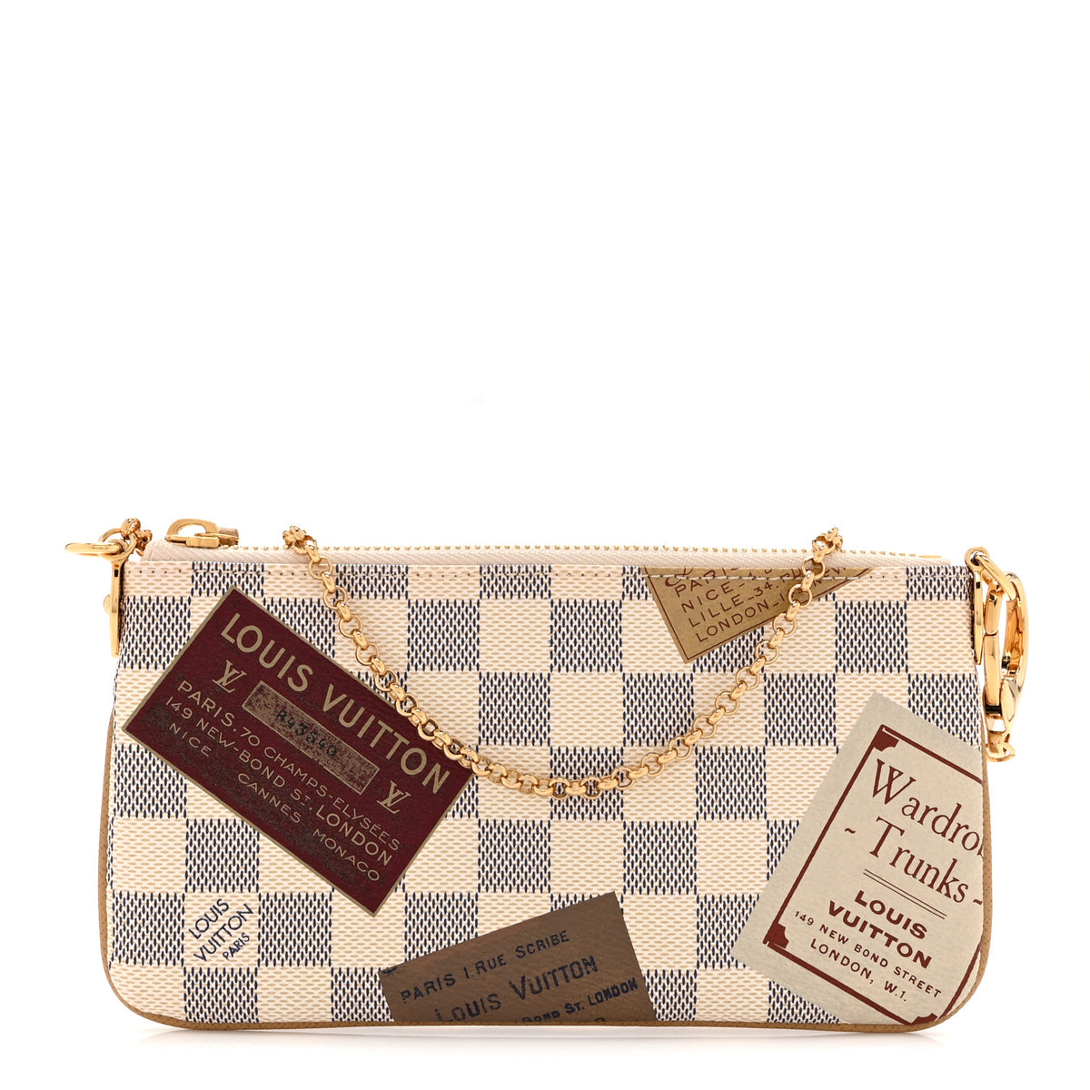 Louis Vuitton Damier Azur Trunks Labels Pochette Milla MM 1 of 10