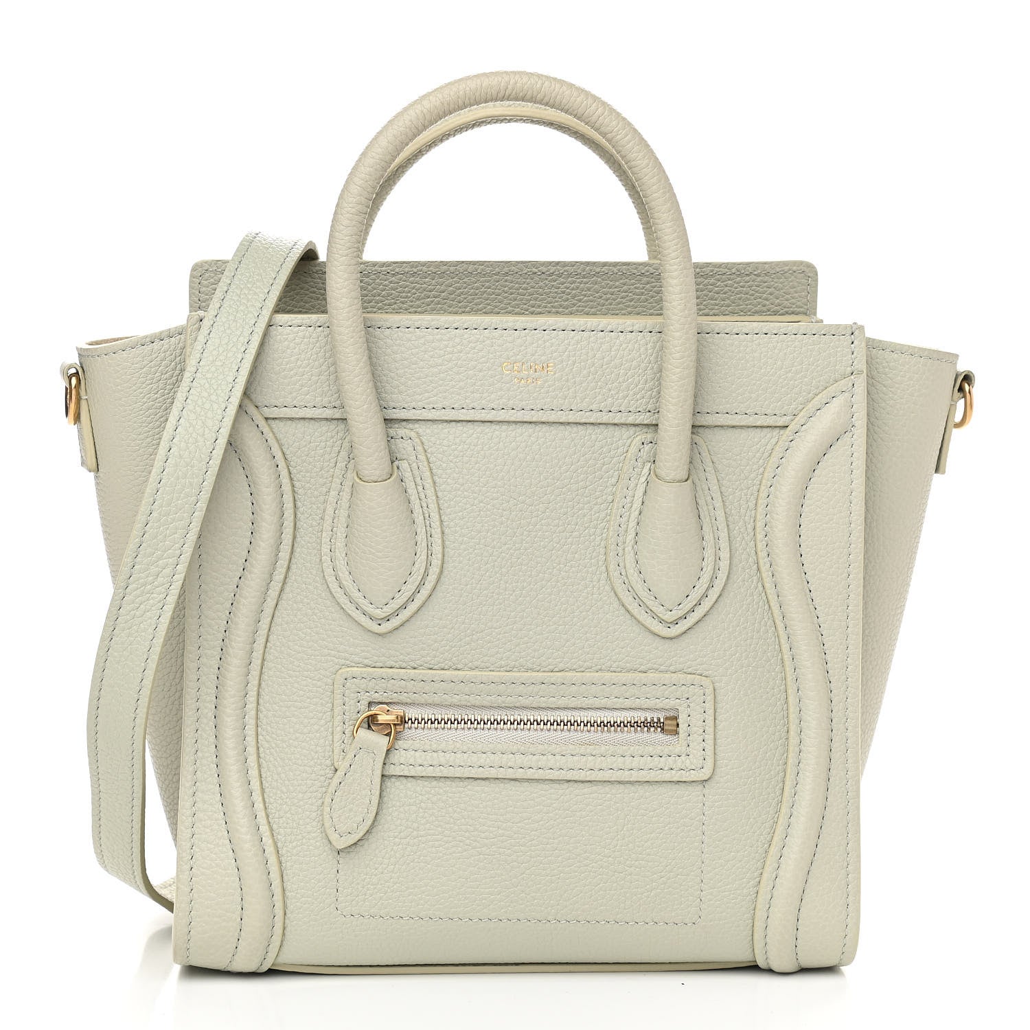 Celine Drummed Calfskin Nano Luggage Vert D'eau 1 of 11